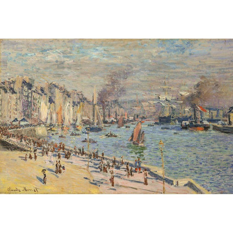 Port of Le Havre 1874 Gold Ornate Wood Framed Art Print with Double Matting by Monet, Claude