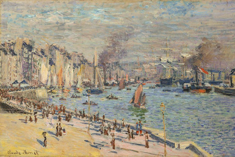 Port of Le Havre 1874 Black Ornate Wood Framed Art Print with Double Matting by Monet, Claude