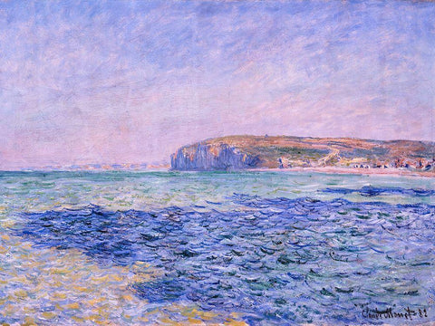 Shadows on the Sea. The Cliffs at Pourville 1882 White Modern Wood Framed Art Print with Double Matting by Monet, Claude