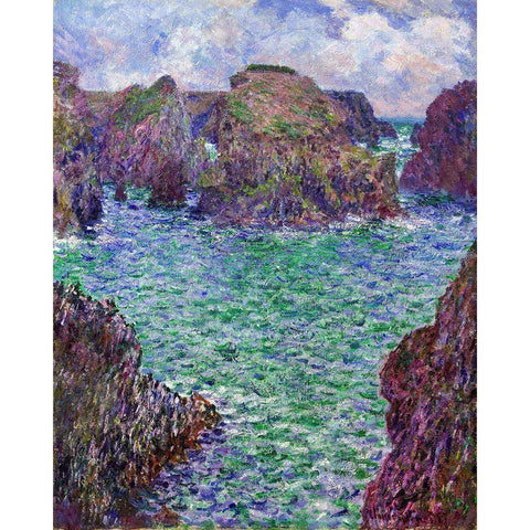 Port-Goulphar-Belle-ile 1887 Gold Ornate Wood Framed Art Print with Double Matting by Monet, Claude