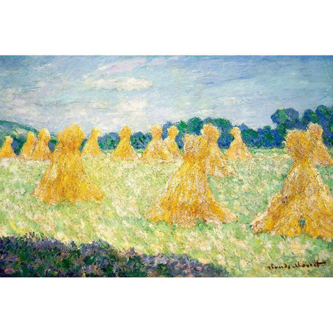 The Young Ladies of Giverny-Sun Effect 1894 White Modern Wood Framed Art Print by Monet, Claude