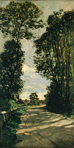 Road of the Farm Saint-Simeon Black Ornate Wood Framed Art Print with Double Matting by Monet, Claude