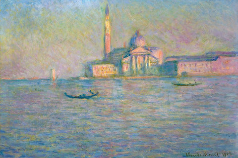 The church of San Giorgio Maggiore-Venice 1908 Black Ornate Wood Framed Art Print with Double Matting by Monet, Claude