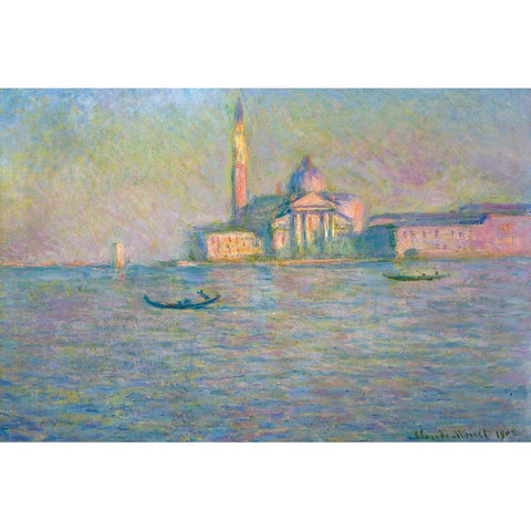 The church of San Giorgio Maggiore-Venice 1908 Black Modern Wood Framed Art Print with Double Matting by Monet, Claude