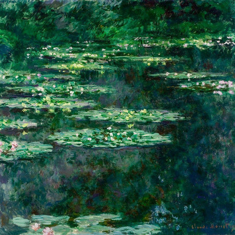 Waterlilies 1904 Gold Ornate Wood Framed Art Print with Double Matting by Monet, Claude