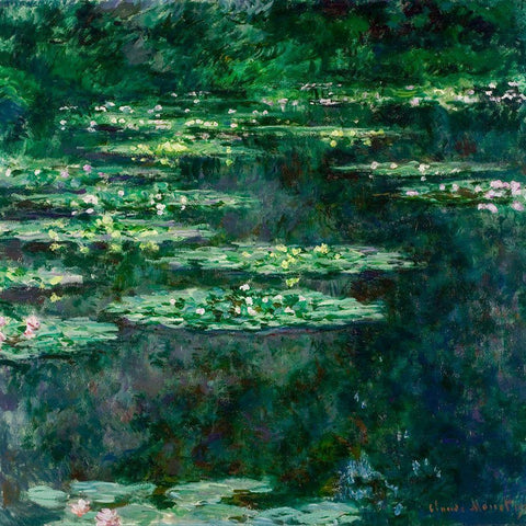 Waterlilies 1904 White Modern Wood Framed Art Print with Double Matting by Monet, Claude