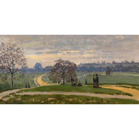 Hyde Park-London 1871 Gold Ornate Wood Framed Art Print with Double Matting by Monet, Claude