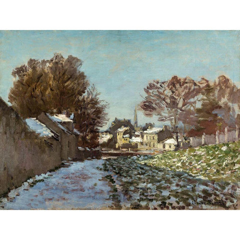 Snow Effect at Argenteuil 1875 Gold Ornate Wood Framed Art Print with Double Matting by Monet, Claude