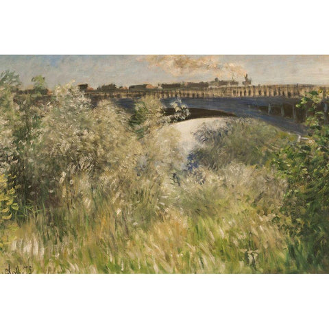 Bridge at Argenteuil 1875 White Modern Wood Framed Art Print by Monet, Claude