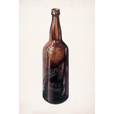 Beer Bottle 1940 White Modern Wood Framed Art Print by Stroh, Herman O.