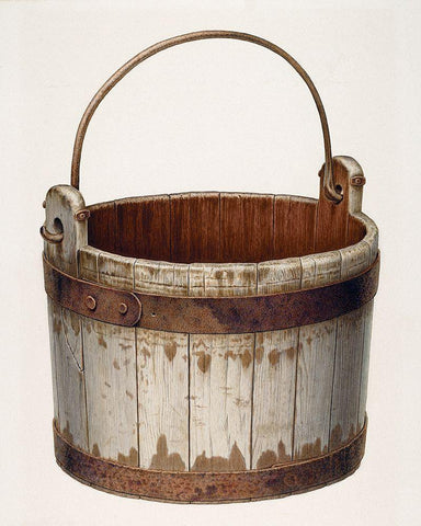 Bucket 1940 White Modern Wood Framed Art Print with Double Matting by Bashaw, Edward