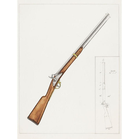 Carbine Gun 1937 White Modern Wood Framed Art Print by Fairbanks, George