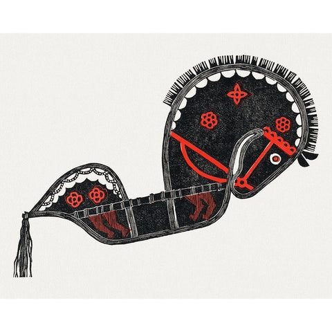 Ceremonial Dance Horse II 1942 Black Modern Wood Framed Art Print with Double Matting by Stolk, Reijer