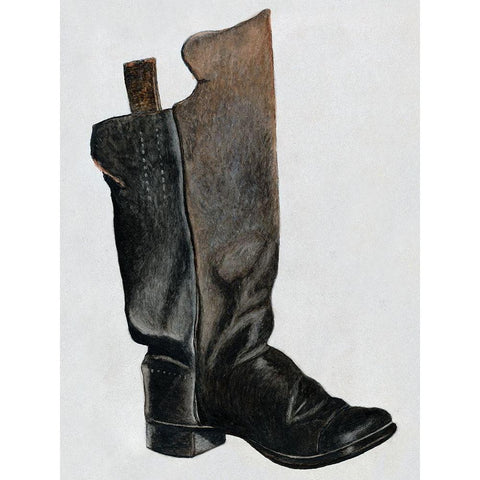 Childs Boot 1937 Black Modern Wood Framed Art Print with Double Matting by Butlin, Earl