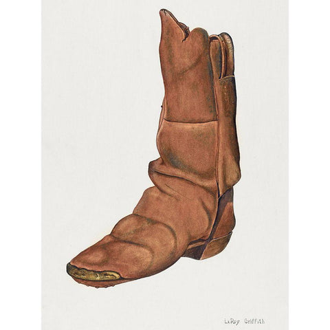 Childs Boot 1940 White Modern Wood Framed Art Print by Griffith, LeRoy