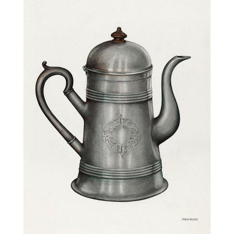 Coffee Pot 1935 White Modern Wood Framed Art Print by Mcentee, Frank