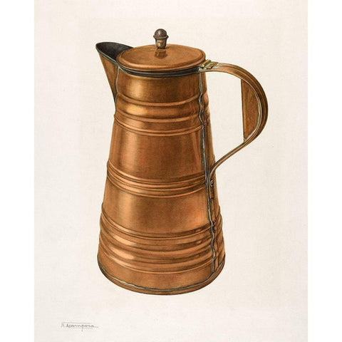 Coffee Pot 1935 Gold Ornate Wood Framed Art Print with Double Matting by Acampora, Nicholas