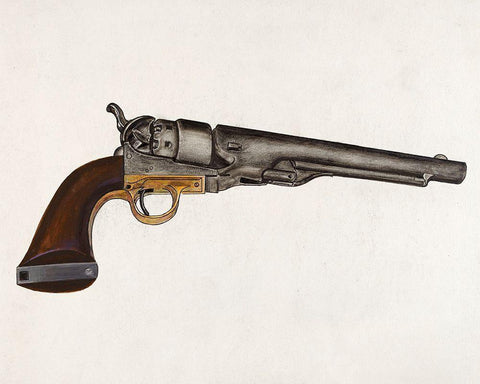 Colt Revolver 1936 Black Ornate Wood Framed Art Print with Double Matting by Krieger, Bernard