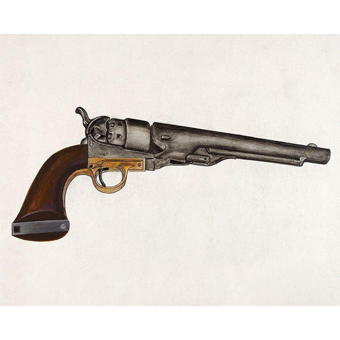 Colt Revolver 1936 Gold Ornate Wood Framed Art Print with Double Matting by Krieger, Bernard