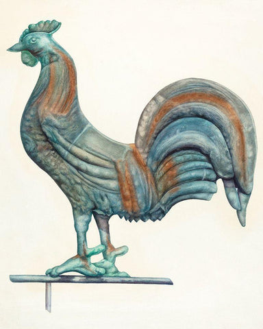 Copper Cock Weather Vane 1935 White Modern Wood Framed Art Print with Double Matting by Gale, Harriette