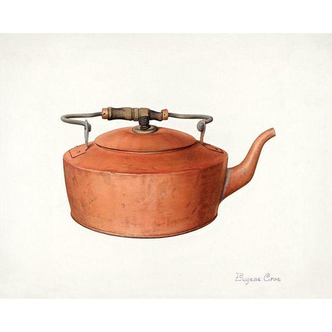 Copper Tea Kettle 1939 Black Modern Wood Framed Art Print with Double Matting by Croe, Eugene