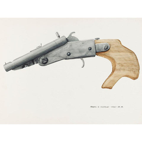 Gun 1935 White Modern Wood Framed Art Print by Claflin, Majel G.