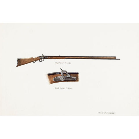 Gun 1936 Black Modern Wood Framed Art Print with Double Matting by Aberdeen, Harry G.