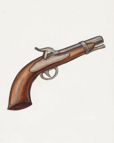 Gun 1936 White Modern Wood Framed Art Print with Double Matting by Katz, Jay