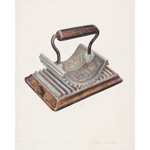 Hand Fluting Iron 1938 Black Modern Wood Framed Art Print with Double Matting by Ford, Samuel W.