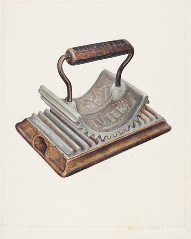 Hand Fluting Iron 1938 Black Ornate Wood Framed Art Print with Double Matting by Ford, Samuel W.