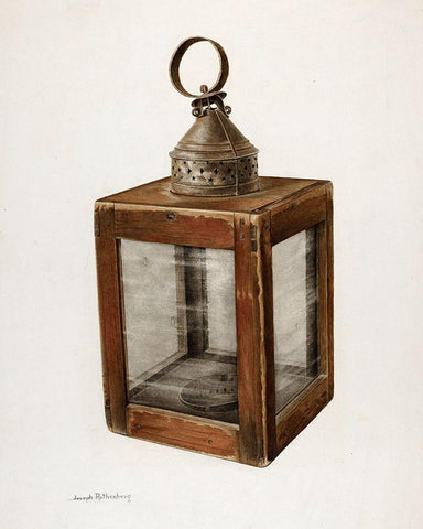 Hand Lantern 1938 White Modern Wood Framed Art Print with Double Matting by Rothenberg, Joseph