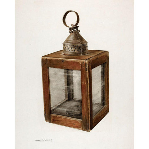 Hand Lantern 1938 Gold Ornate Wood Framed Art Print with Double Matting by Rothenberg, Joseph