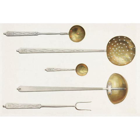 Kitchen Utensils 1939 White Modern Wood Framed Art Print by Boehmer, Fritz