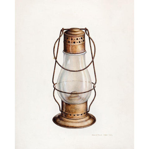 Lantern 1939 Gold Ornate Wood Framed Art Print with Double Matting by Ford, Samuel W.