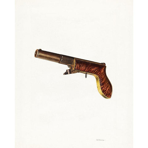 Muzzle Loading Pistol 1940 White Modern Wood Framed Art Print by Bruseth, Alf