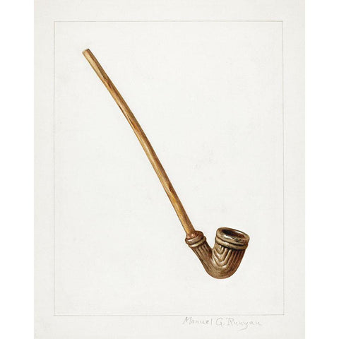 Pipe 1938 White Modern Wood Framed Art Print by Runyan, Manuel G.