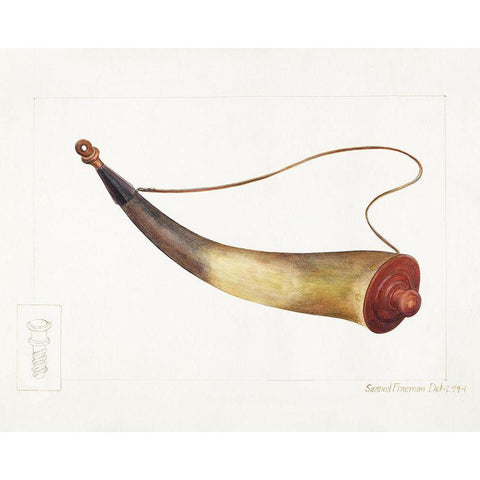 Powder Horn 1938 Black Modern Wood Framed Art Print by Fineman, Samuel