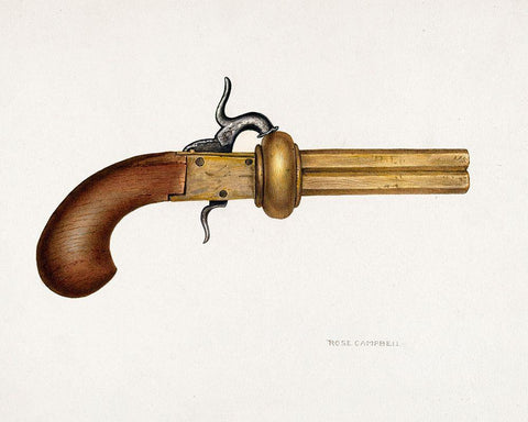 Revolver 1935 White Modern Wood Framed Art Print with Double Matting by Campbell-Gerke, Rose