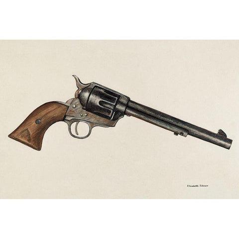 Revolver 1942 Black Modern Wood Framed Art Print with Double Matting by Johnson, Elizabeth