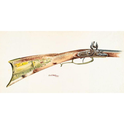 Rifle 1938 White Modern Wood Framed Art Print by Moss, Charles