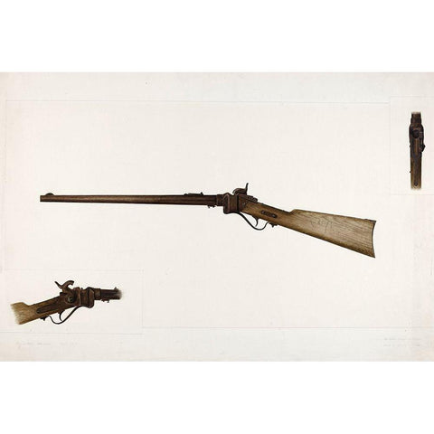 Sharps Rifle 1938 Black Modern Wood Framed Art Print with Double Matting by Cheney, Clyde L.