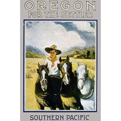 Southern Pacific Settler Brochure Black Modern Wood Framed Art Print with Double Matting by Vintage Drawings