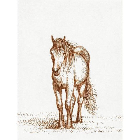 Standing Horse 1816 White Modern Wood Framed Art Print by Bernard, Jean