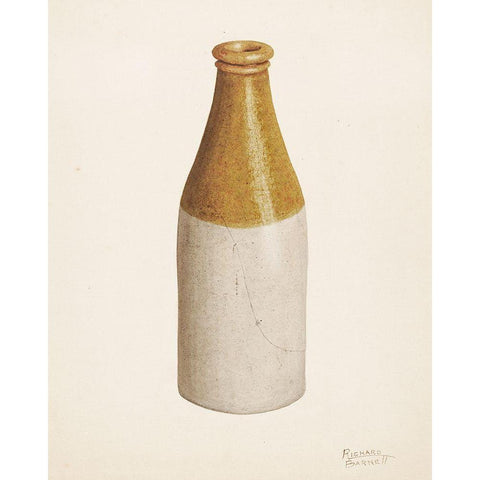 Stoneware Ink Bottle Gold Ornate Wood Framed Art Print with Double Matting by Barnett, Richard