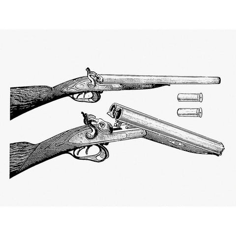 Vintage Gun Black Modern Wood Framed Art Print with Double Matting by Herbert, Henry