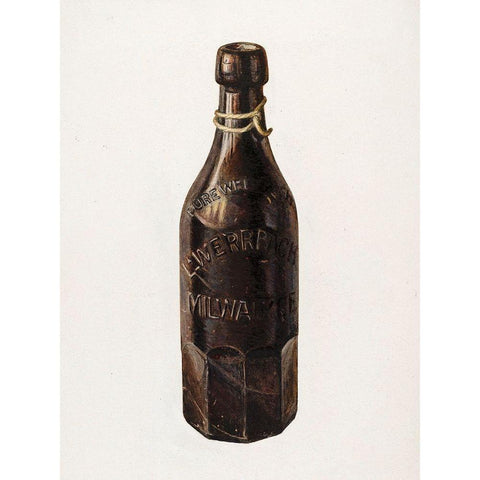 Weiss Beer Bottle 1939 Gold Ornate Wood Framed Art Print with Double Matting by Stroh, Herman O.