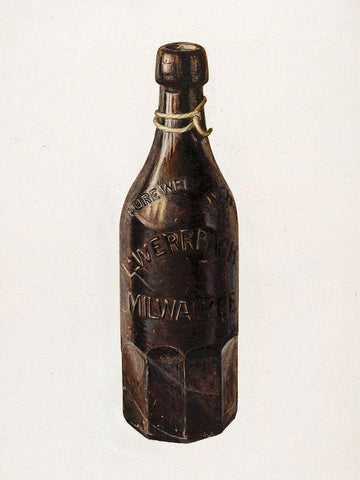 Weiss Beer Bottle 1939 Black Ornate Wood Framed Art Print with Double Matting by Stroh, Herman O.