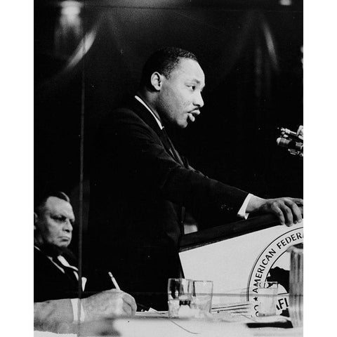 Dr Martin Luther King Jr Black Modern Wood Framed Art Print with Double Matting by Vintage Photography