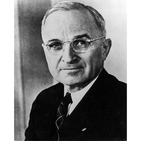 Harry S Truman  Black Modern Wood Framed Art Print with Double Matting by Vintage Photography