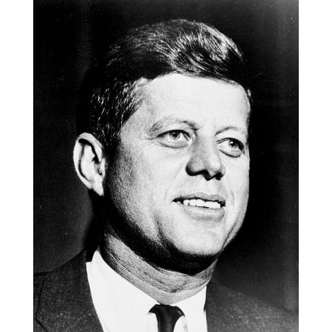 John F Kennedy White Modern Wood Framed Art Print by Vintage Photography